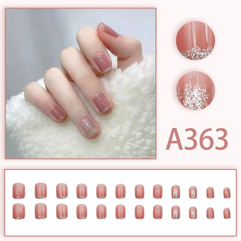 Glitter French Style False Nails - 24Pcs