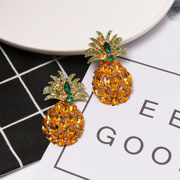 Rhinestone Crystal Pineapple Earrings