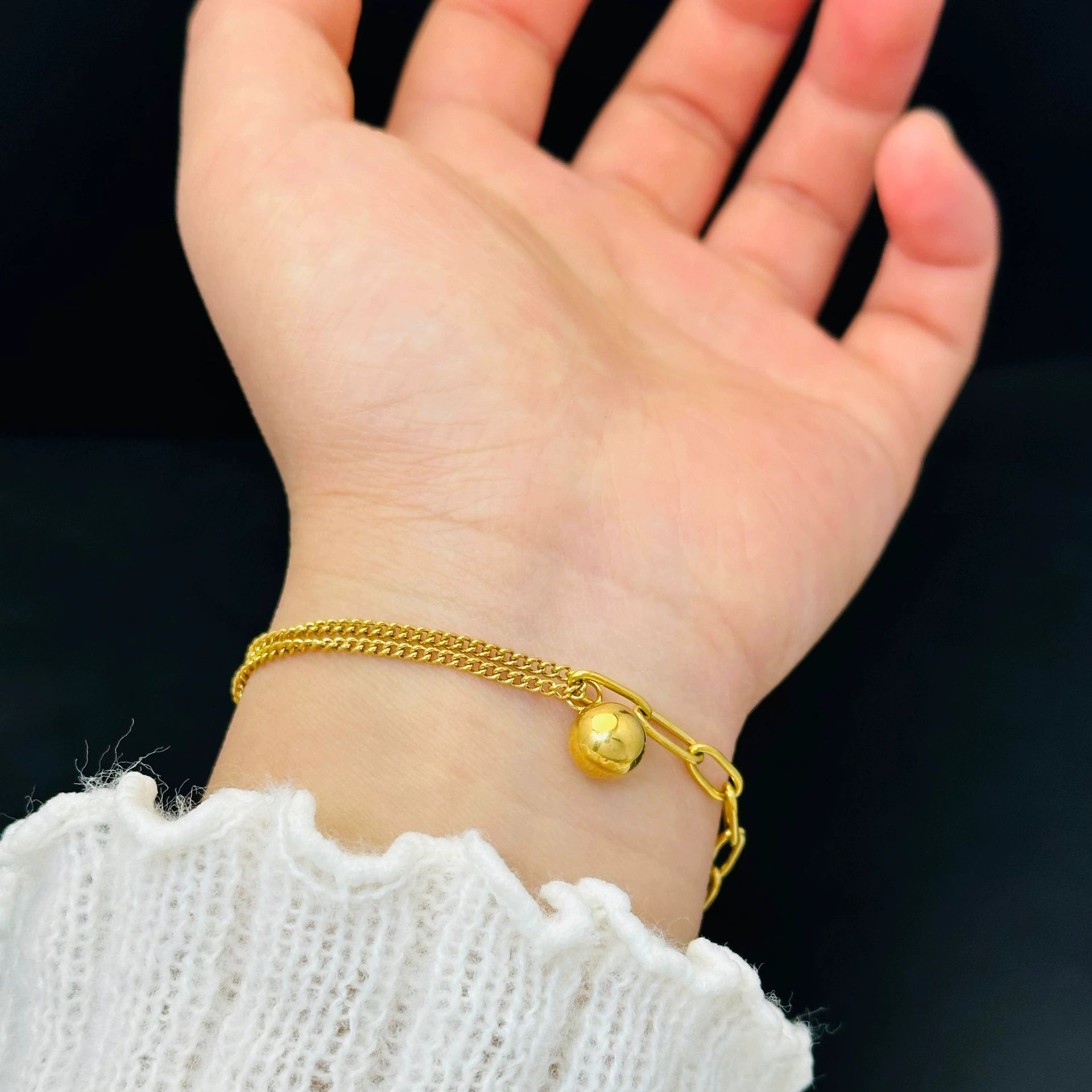 18K Gold Non-Fading Small Ball Anklet & Bracelet