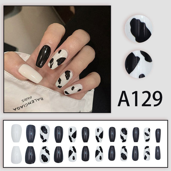 Cow Leopard Print Fake Nails  - 24Pcs