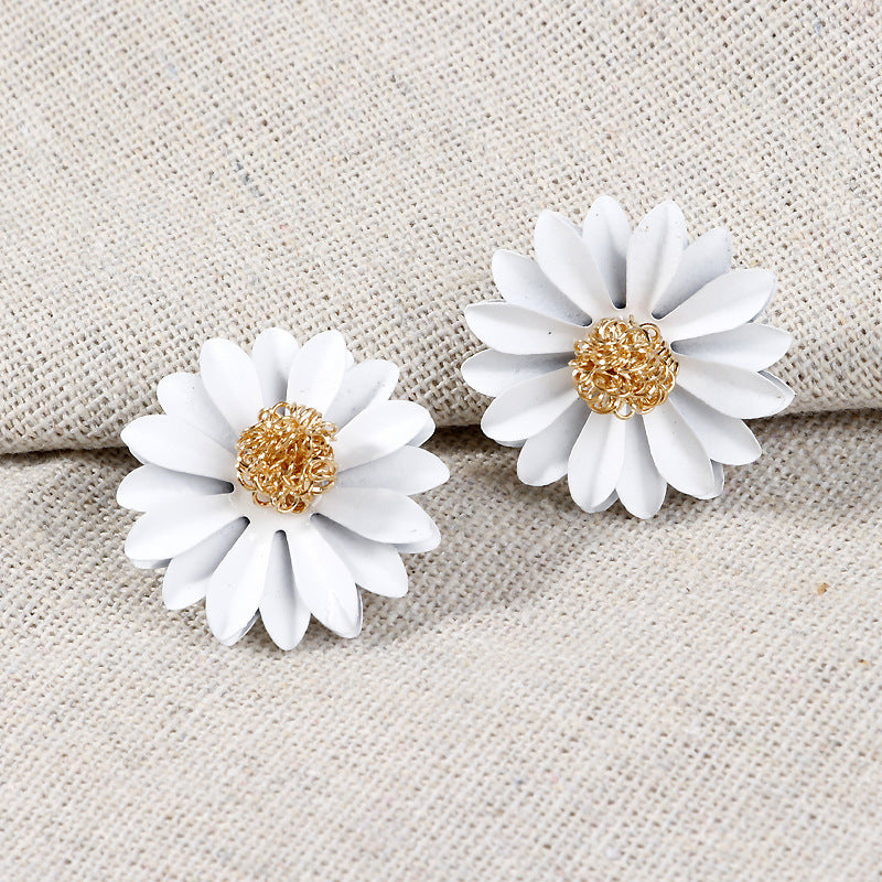 Korean Style Cute Metal Flower Stud Earrings