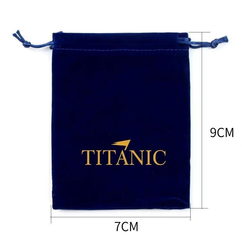 Titanic Heart of Ocean Blue Heart Love Forever Pendant Necklace + Velvet Bag