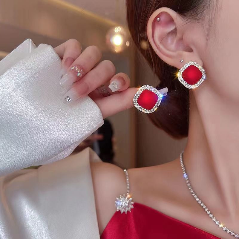 Pearl Geometric Square Earrings Fashionable - Zi Collection Hub
