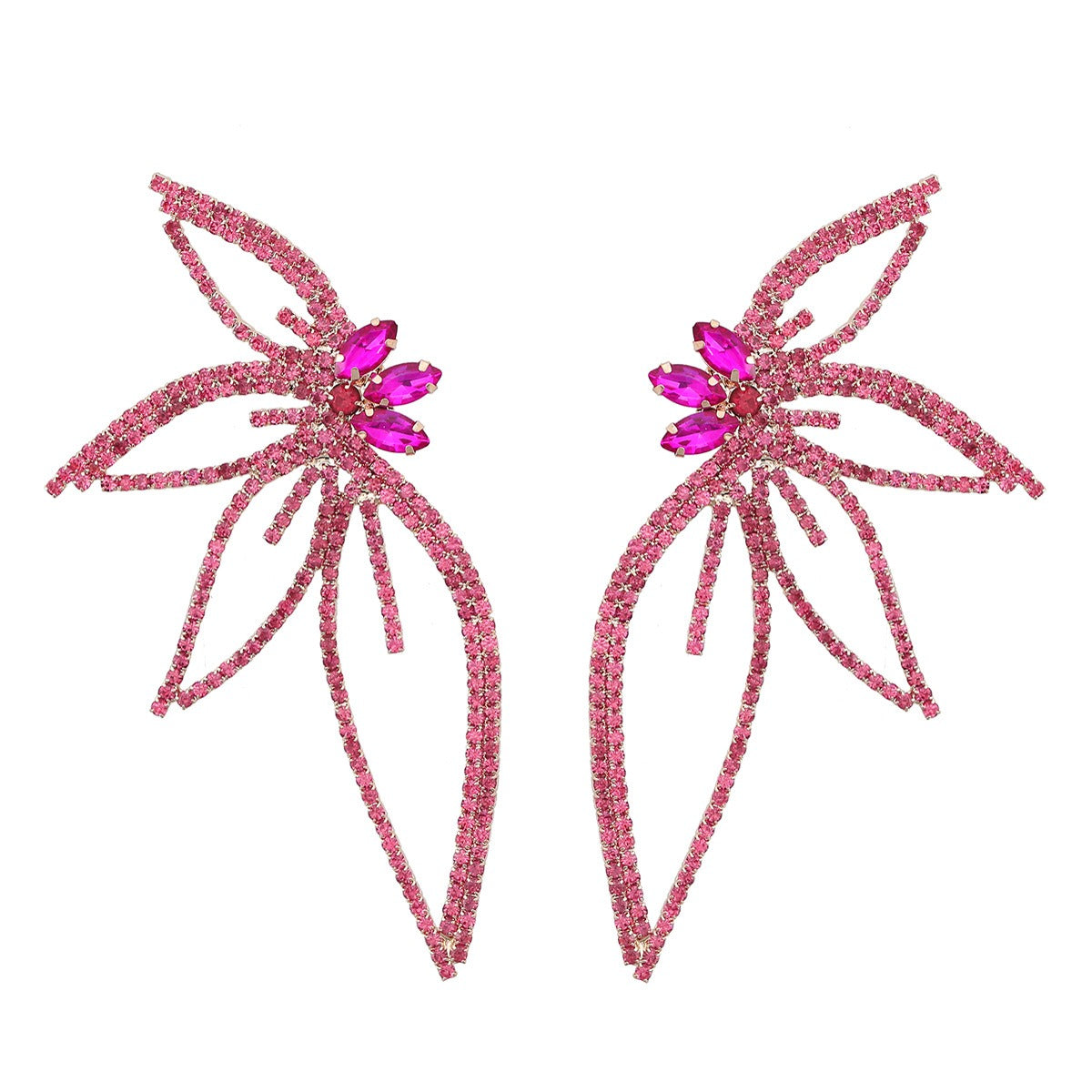Diamond Flower Rhinestone Hollow Butterfly Earrings - Zi Collection Hub