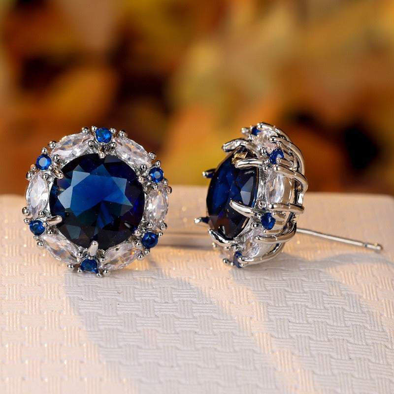 New Style Inlaid Zircon Round Earrings