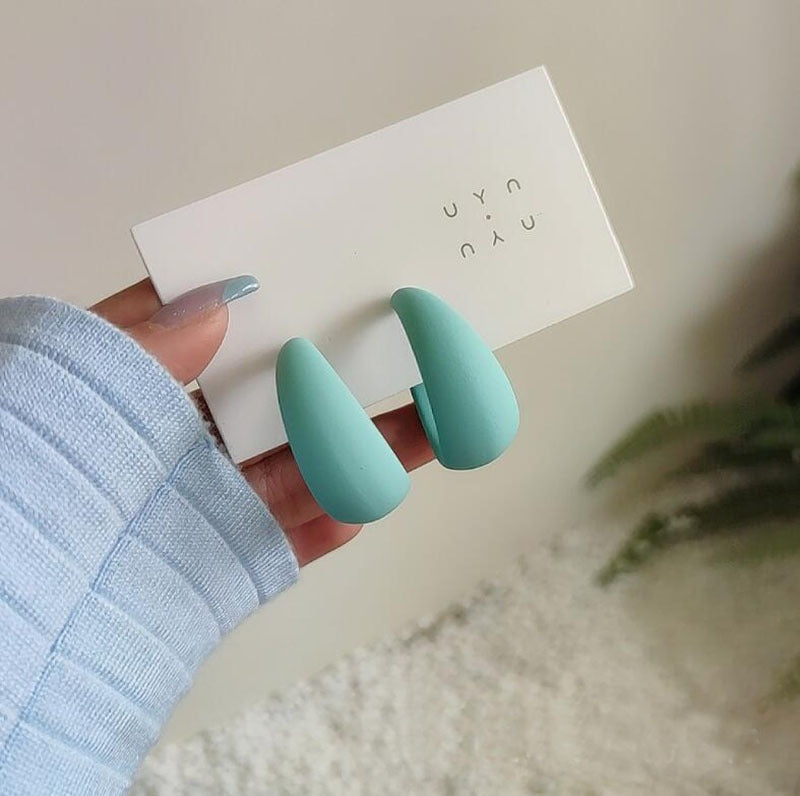 New Korea Colorful Acrylic Geometric C-shaped Hoop Earrings - Zi Collection Hub