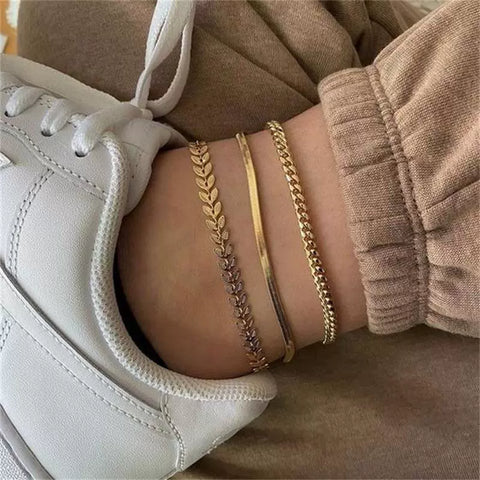 3pcs Snake Chain Anklets