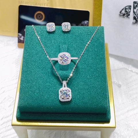 High-End Micro-inlaid Zircon Ring Earring Necklace Jewelry set
