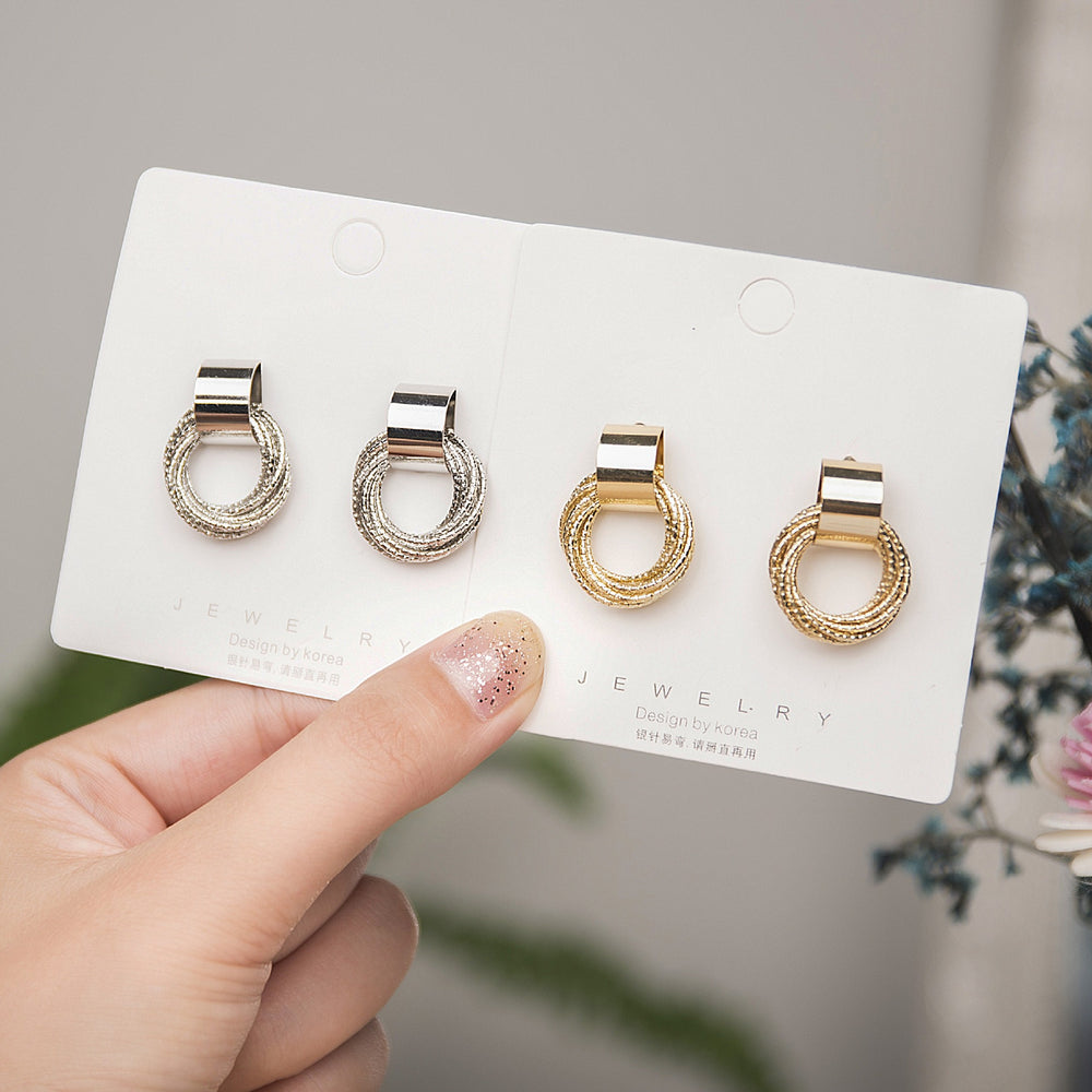 Retro Metallic Gold Color Circle Earrings