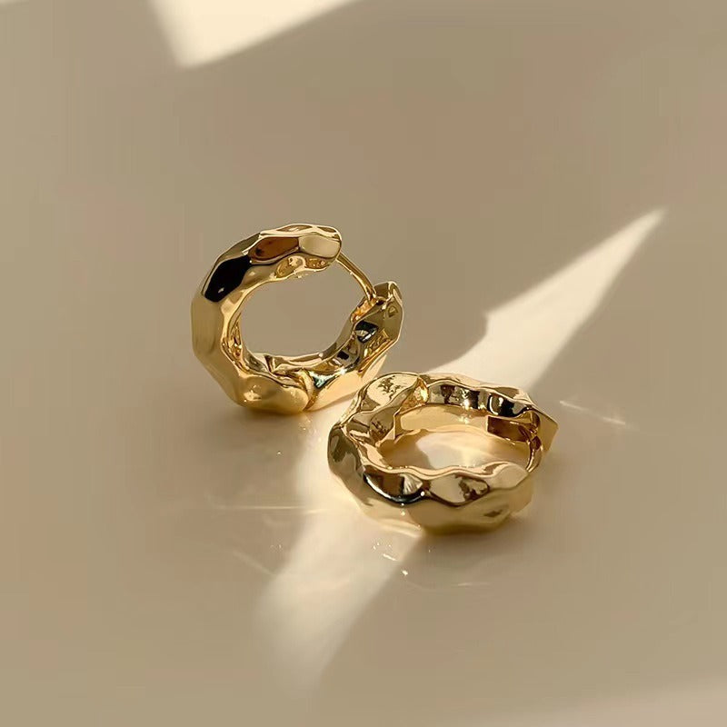 Metal High-Grade Pleated Circle Earrings