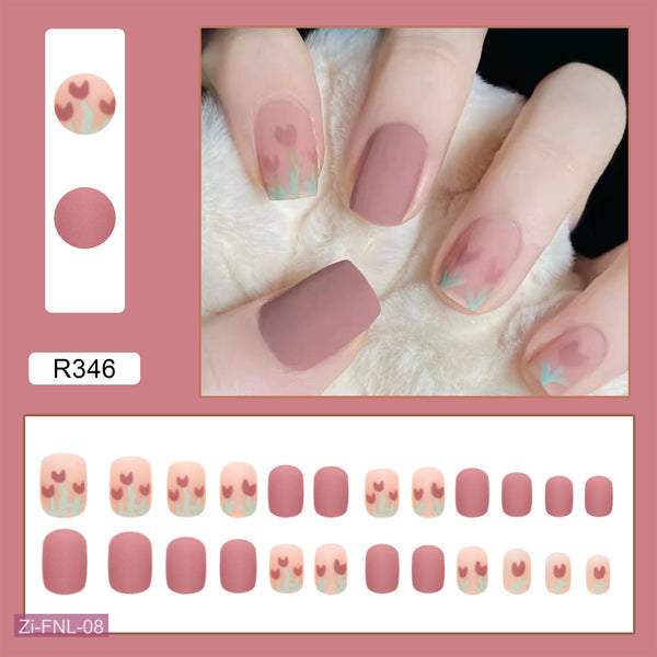 Matte Tulip Finished Fake Nails  - 24Pcs - Zi Collection Hub