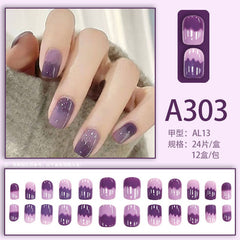 Purple Gradient Fake Nails  - 24Pcs