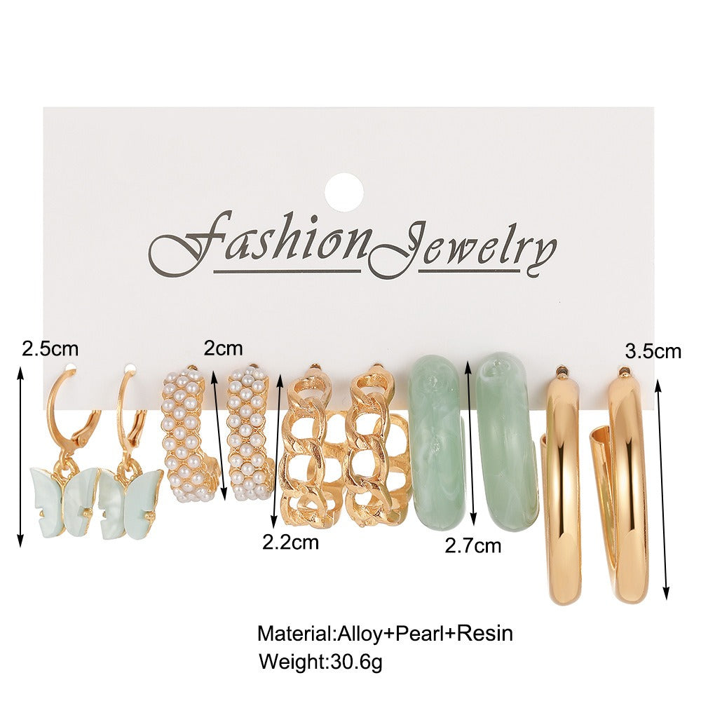 5 Pairs Green Butterfly Earring Set - Zi Collection Hub