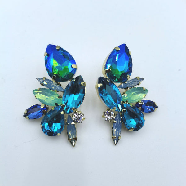 Blue Color Crystal Stud Earrings