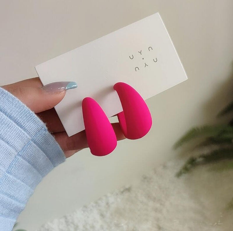 New Korea Colorful Acrylic Geometric C-shaped Hoop Earrings - Zi Collection Hub