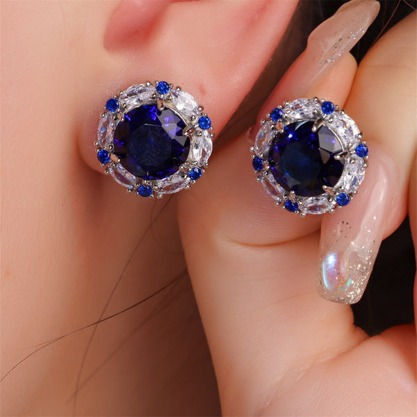 New Style Inlaid Zircon Round Earrings