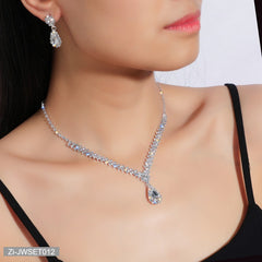 Claw Chain Brilliant Full Rhinestone Banquet Necklace Earrings
