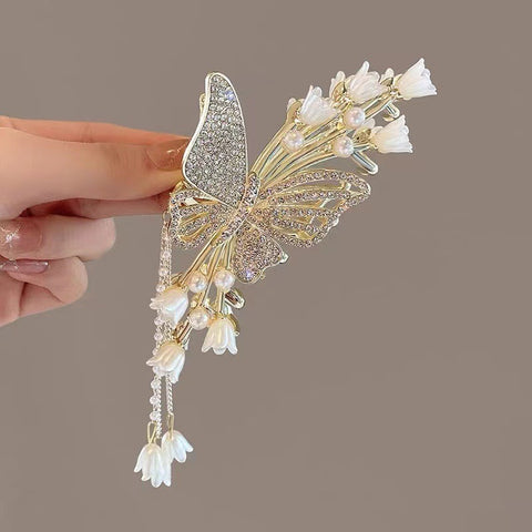 New Butterfly Tassel Clip Women's Large Back Head Hair Clip