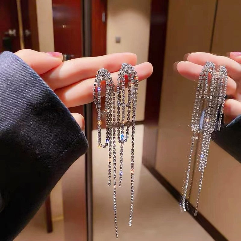 Geometric Long Tassel Earrings