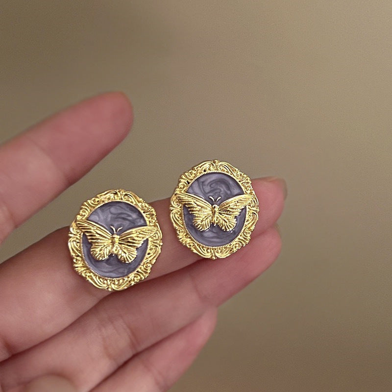 Artistic Oil Drop Butterfly Earrings