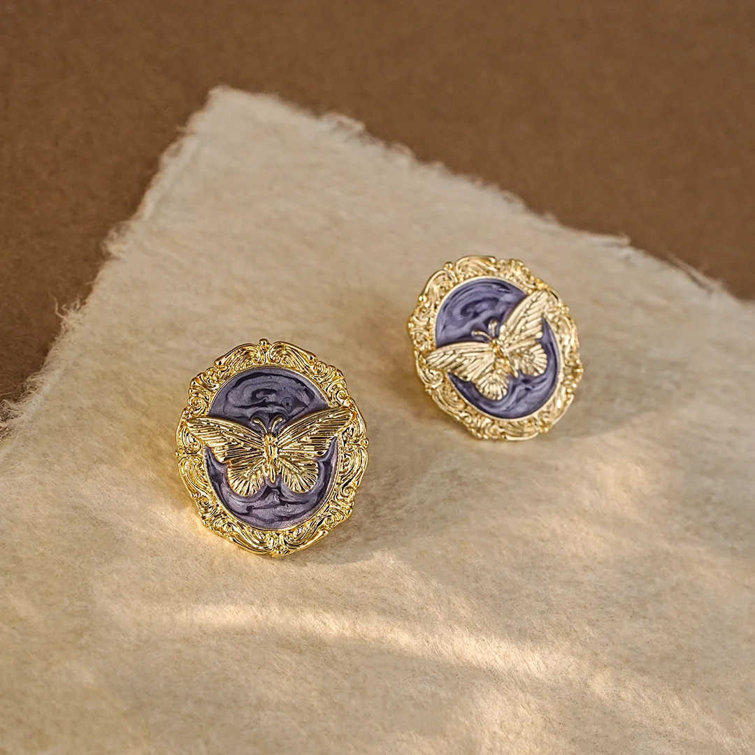 Artistic Oil Drop Butterfly Earrings