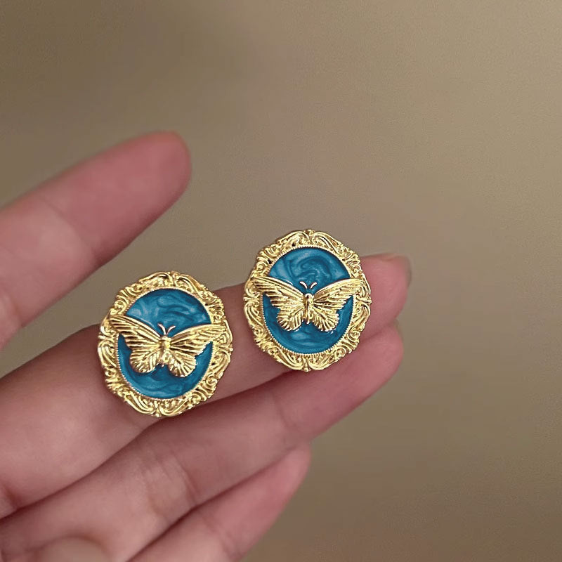 Artistic Oil Drop Butterfly Earrings