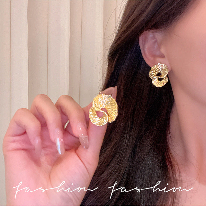 Asymmetrical Shape Texture Earrings