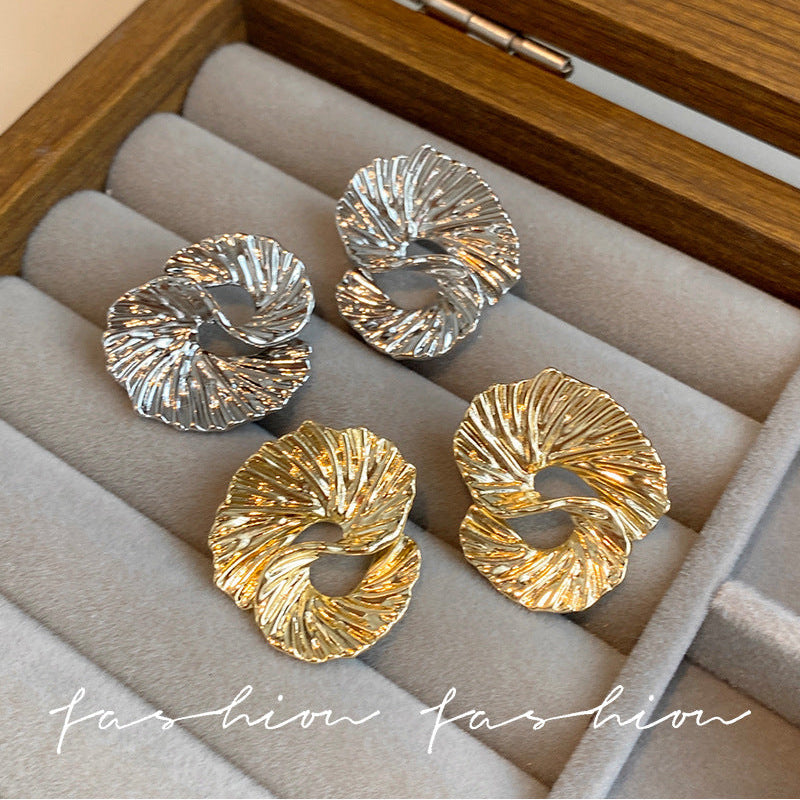 Asymmetrical Shape Texture Earrings