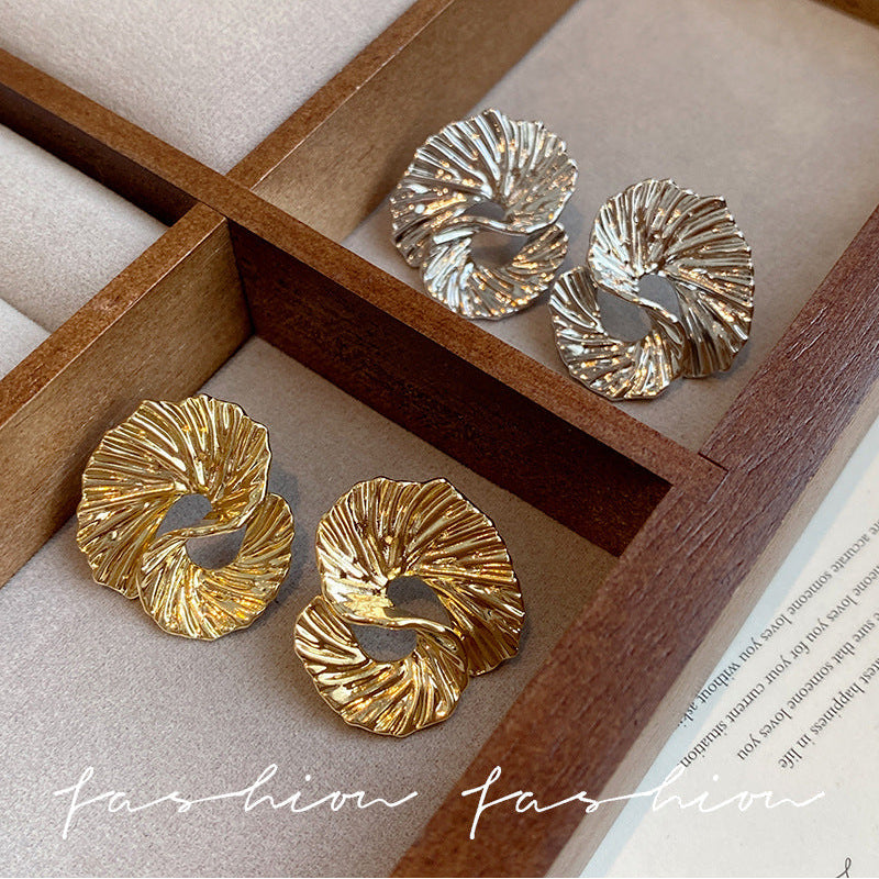 Asymmetrical Shape Texture Earrings