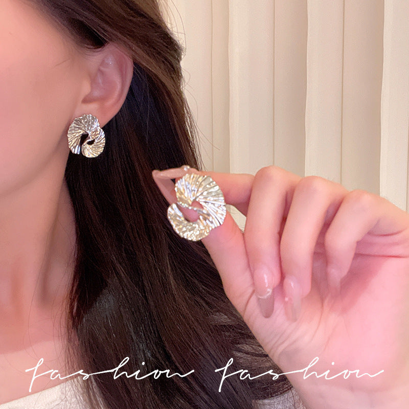 Asymmetrical Shape Texture Earrings