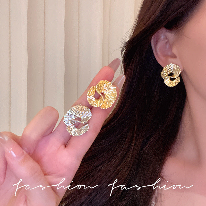 Asymmetrical Shape Texture Earrings