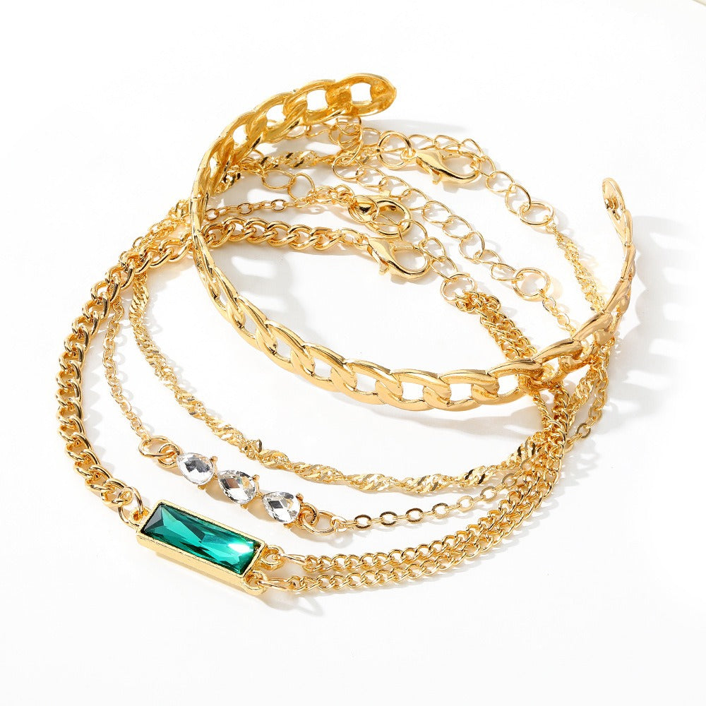 Emerald Gemstone Teardrop Bracelet