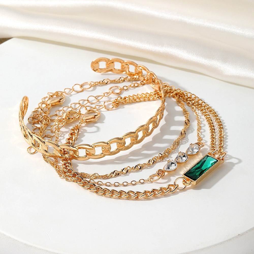 Emerald Gemstone Teardrop Bracelet