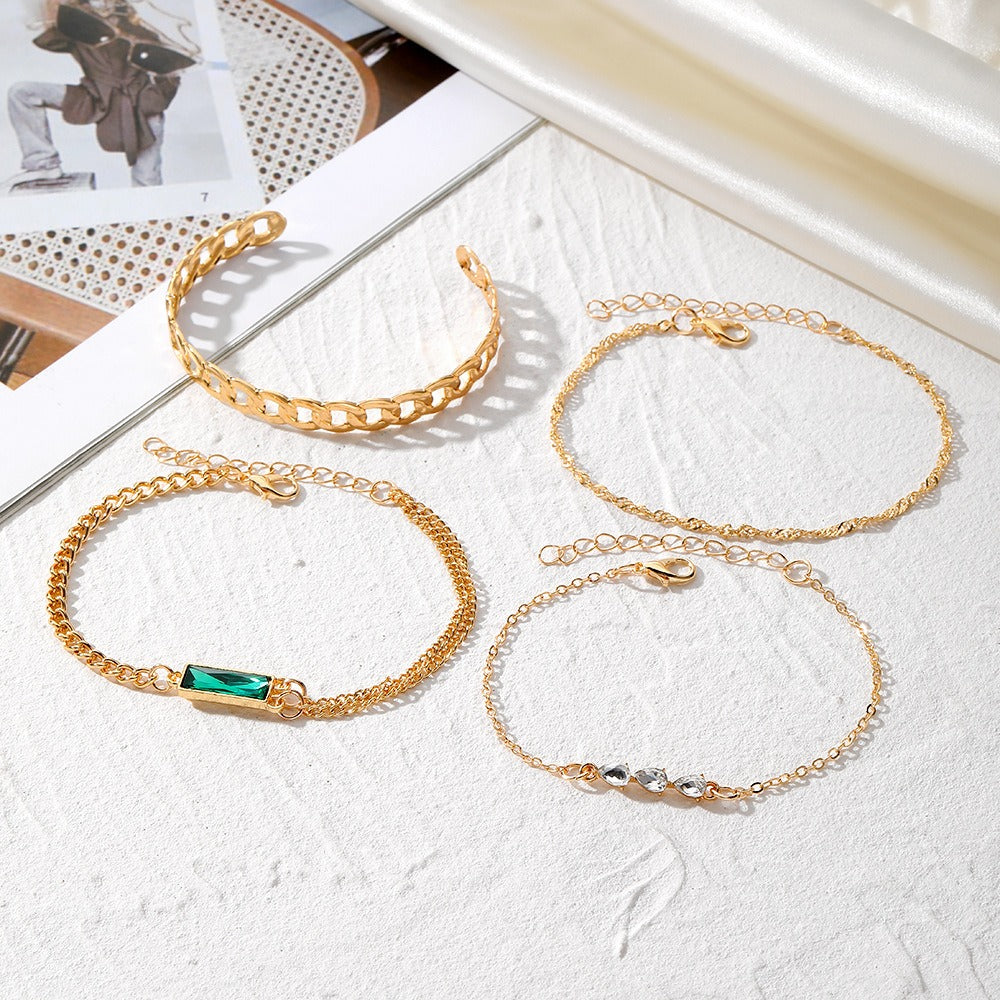 Emerald Gemstone Teardrop Bracelet