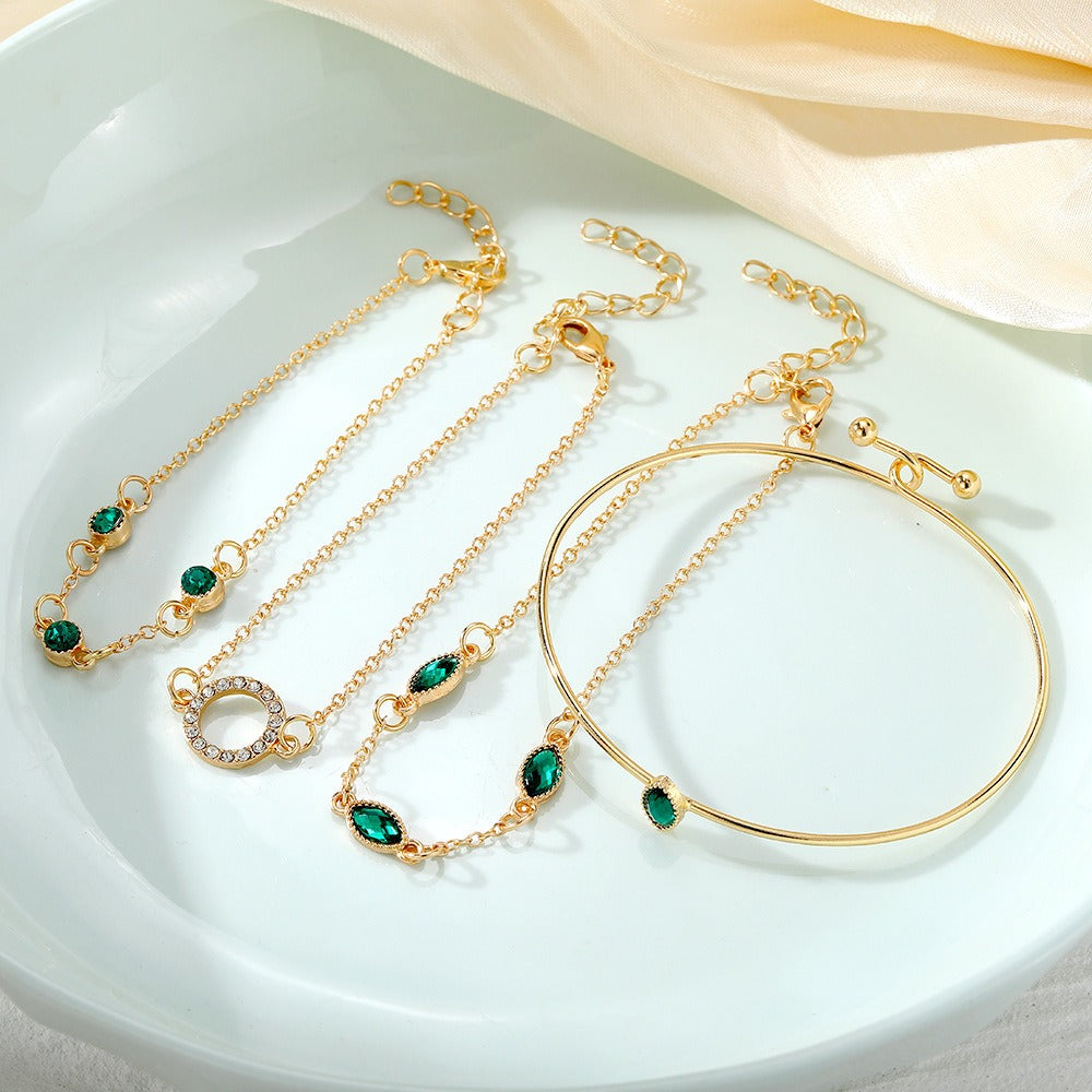 Emerald Diamond Bracelet Set