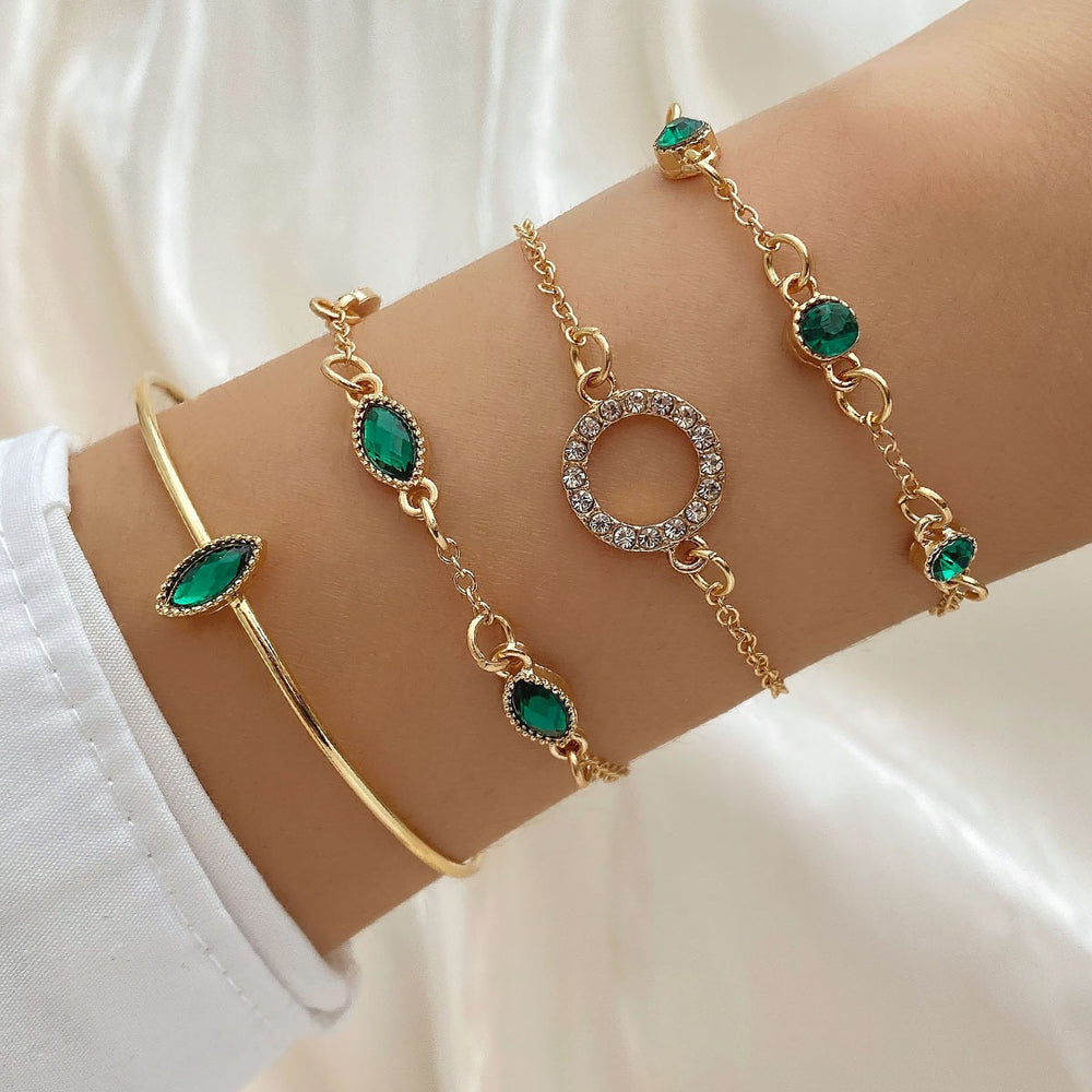 Emerald Diamond Bracelet Set