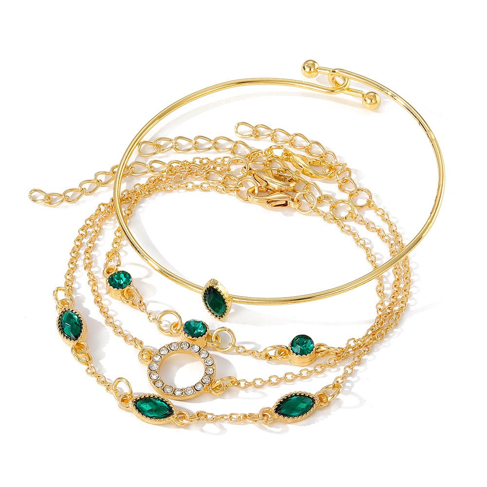 Emerald Diamond Bracelet Set