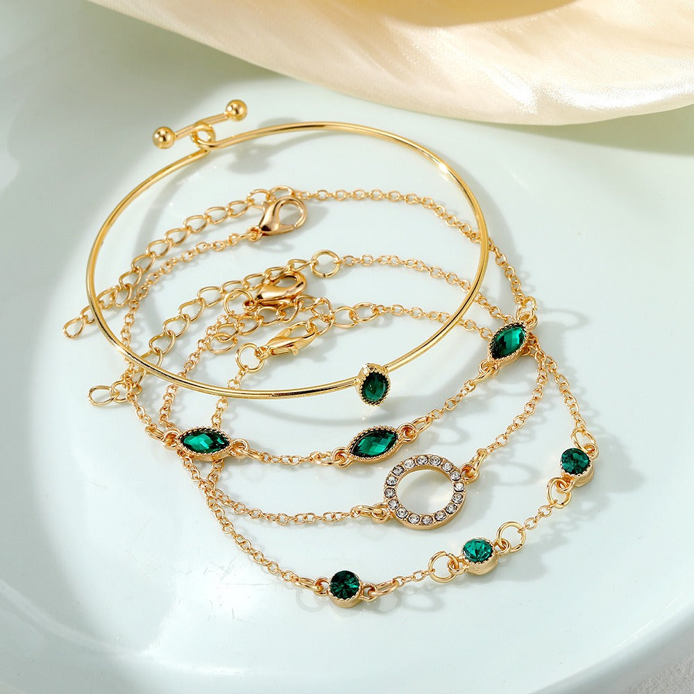 Emerald Diamond Bracelet Set