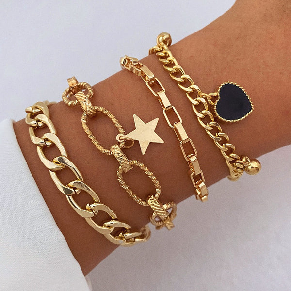 Multi-Layer Personality Punk Metal Chain Bracelet