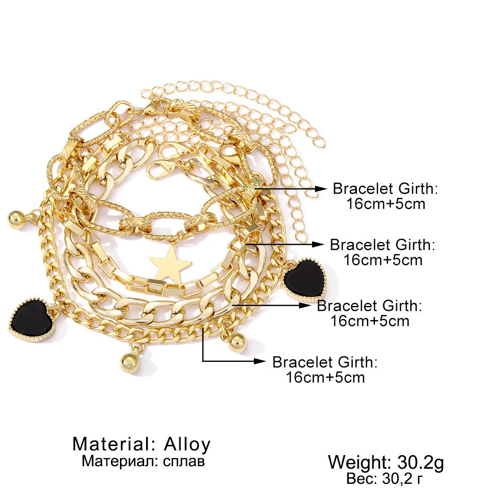 Multi-Layer Personality Punk Metal Chain Bracelet