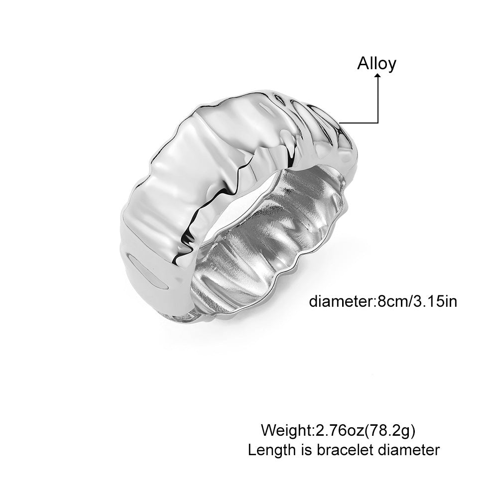 BRAL83 - Metallic irregular Wide Open Bracelet