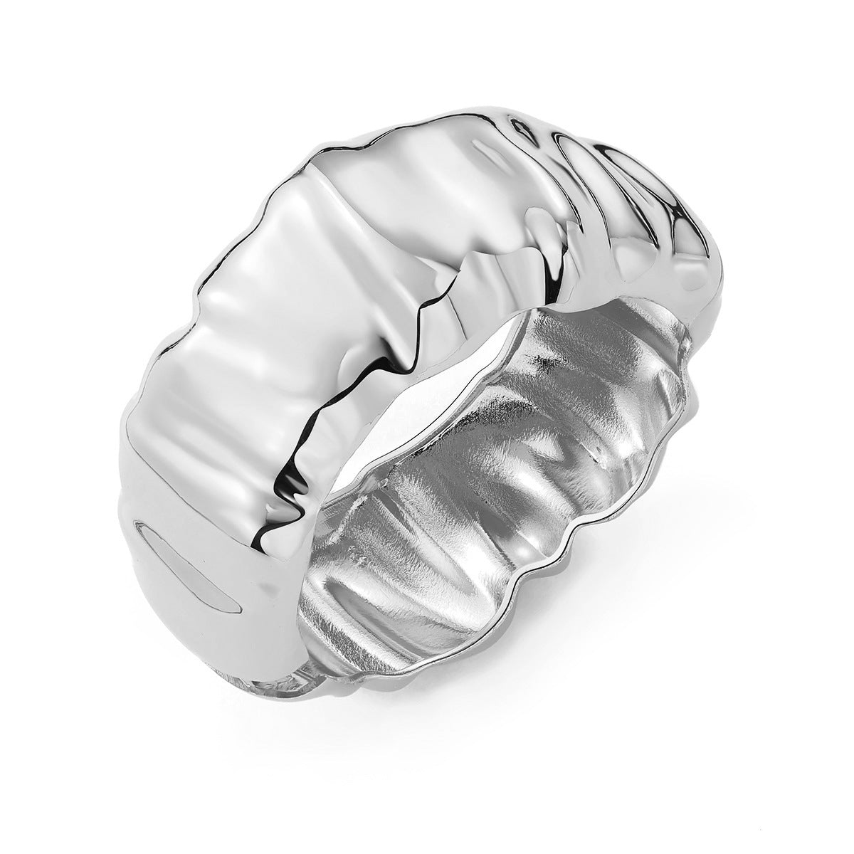 BRAL83 - Metallic irregular Wide Open Bracelet