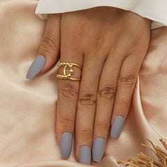 SRNG-21 - Beaded Stackable Stainless Steel Ring - Adjustable