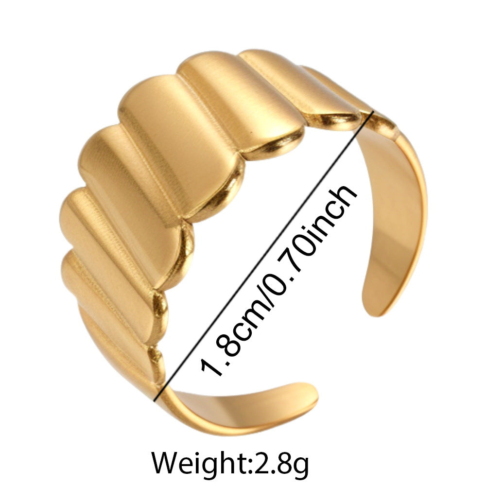 SRNG-22 - Wavy Band Stainless Steel Ring - Adjustable