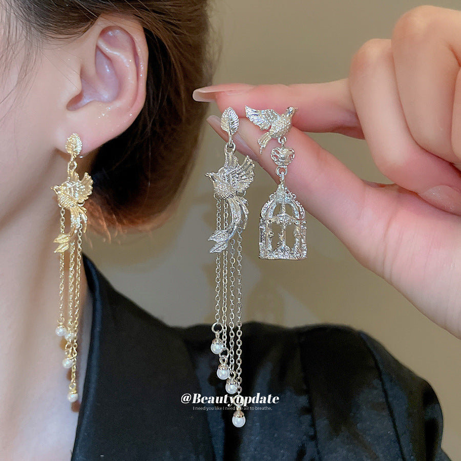 Bird & Cage Dangle Earrings
