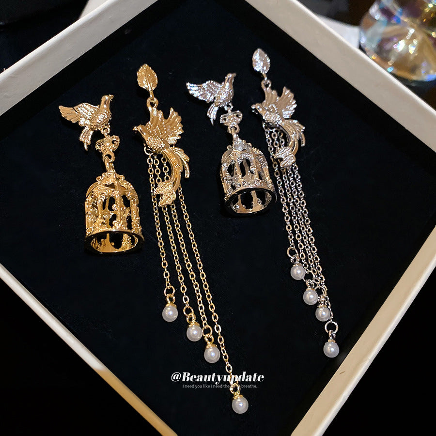 Bird & Cage Dangle Earrings