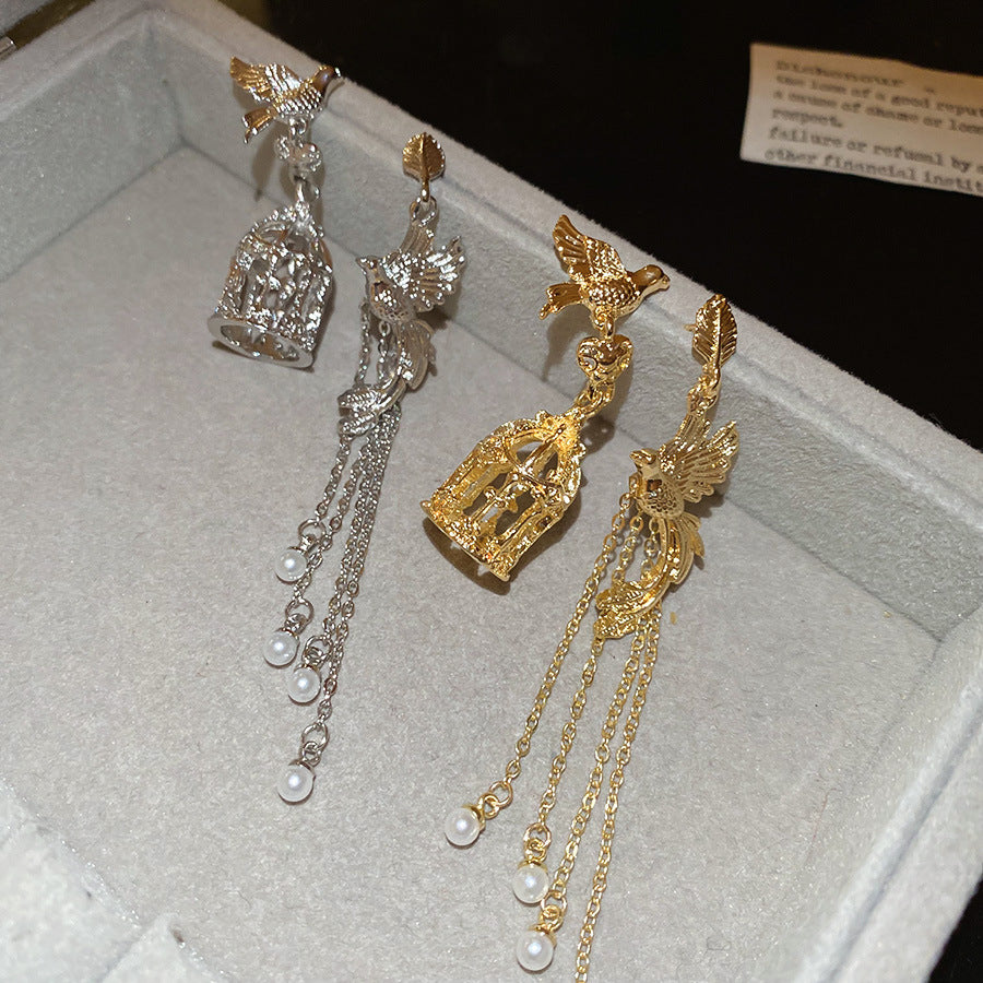 Bird & Cage Dangle Earrings