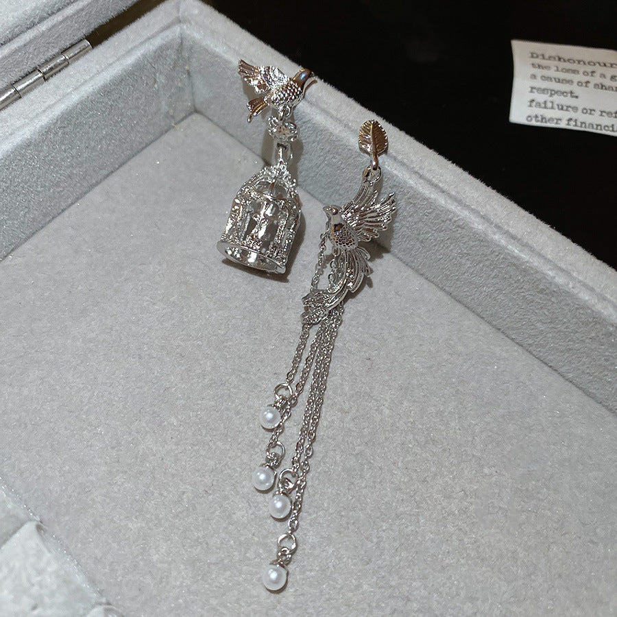 Bird & Cage Dangle Earrings