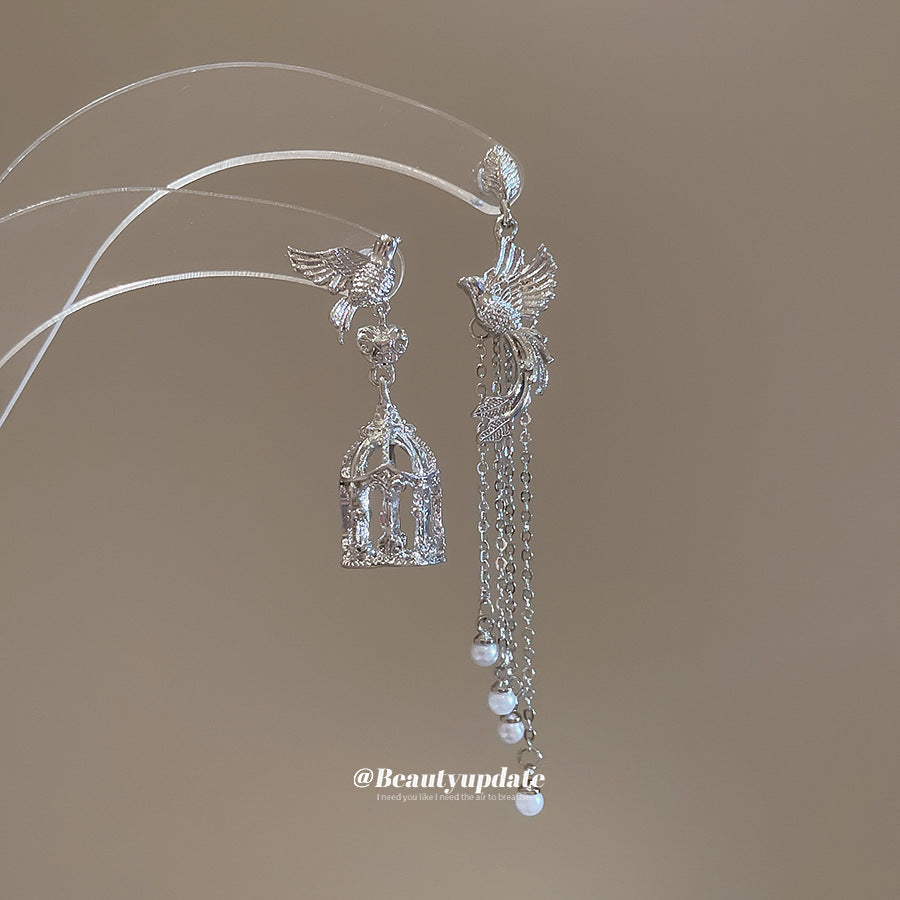 Bird & Cage Dangle Earrings