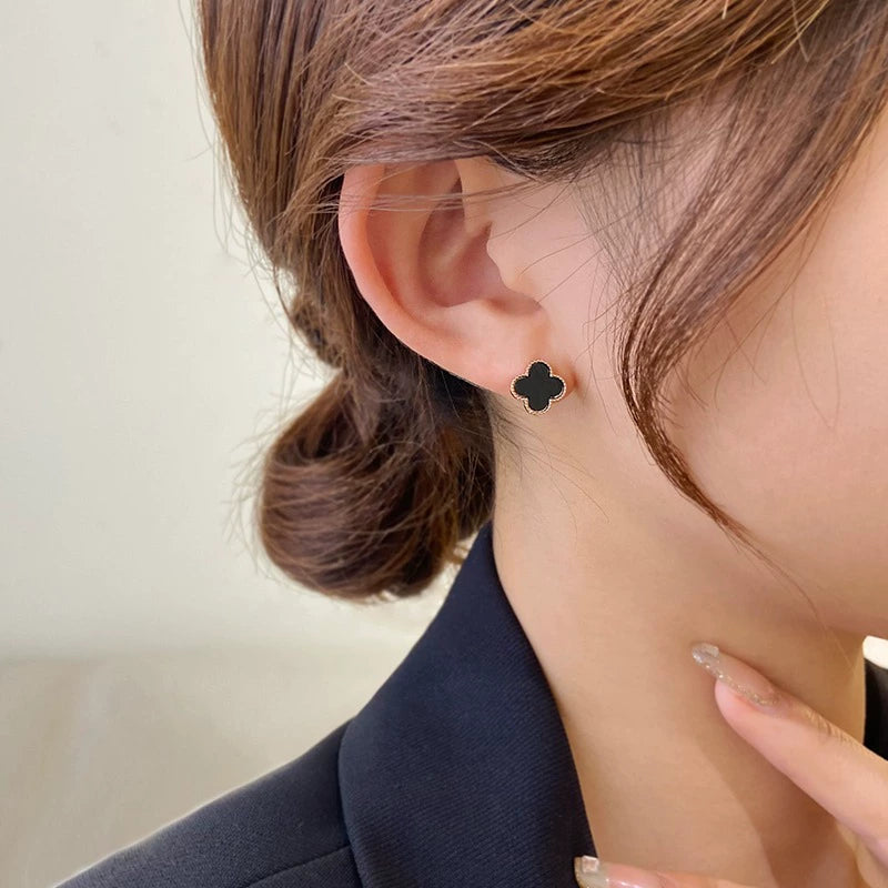 Black Clover Stud Earrings